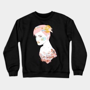 pink Autumn girl moon beauty Crewneck Sweatshirt